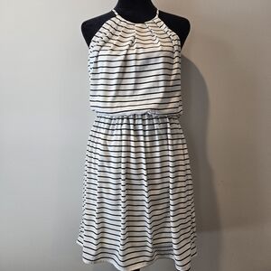Pink Owl Black & White Striped Mini Dress Women's Size Small